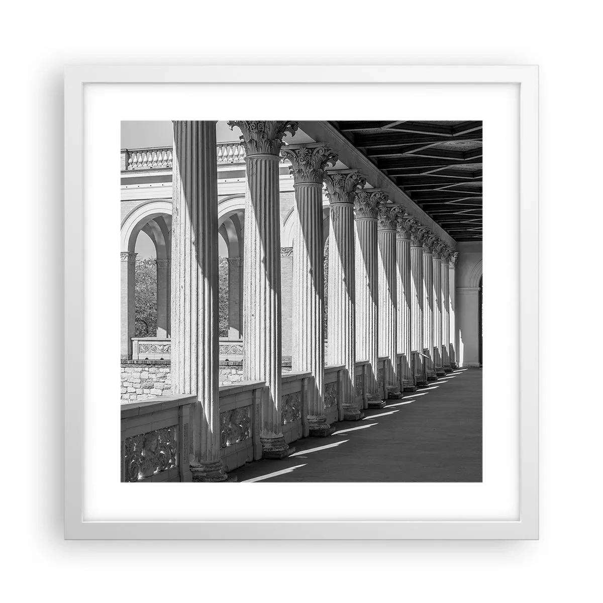 Poster în ramă albă - Arcadă însorită - 40x40 cm