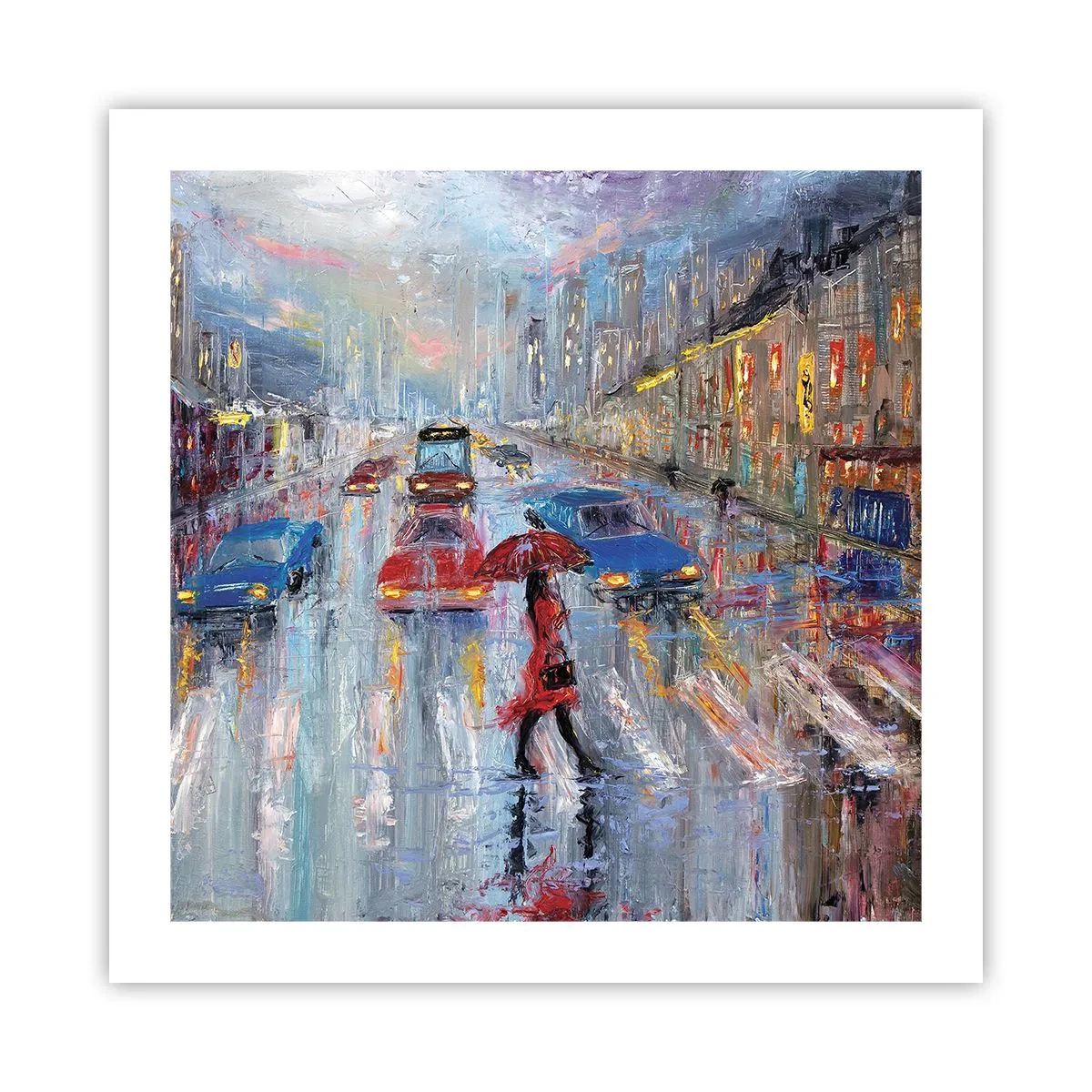 Poster - O după-amiază ploioasă în oraș - 50x50 cm