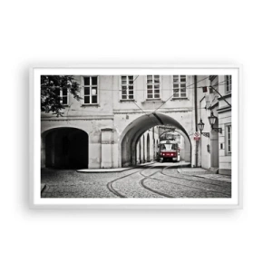 Poster în ramă albă - Printr-un labirint urban - 91x61 cm