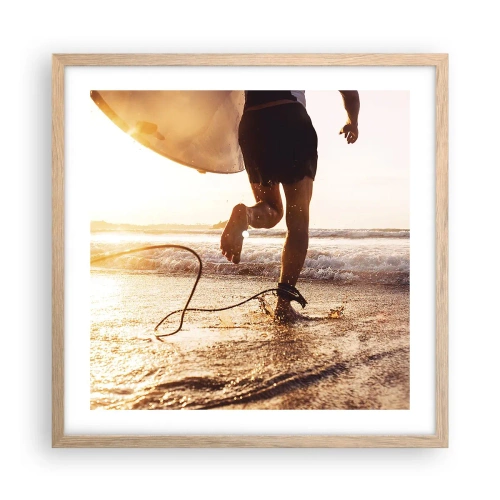 Poster în ramă de stejar deschis - Pentru a întâmpina valul - 50x50 cm