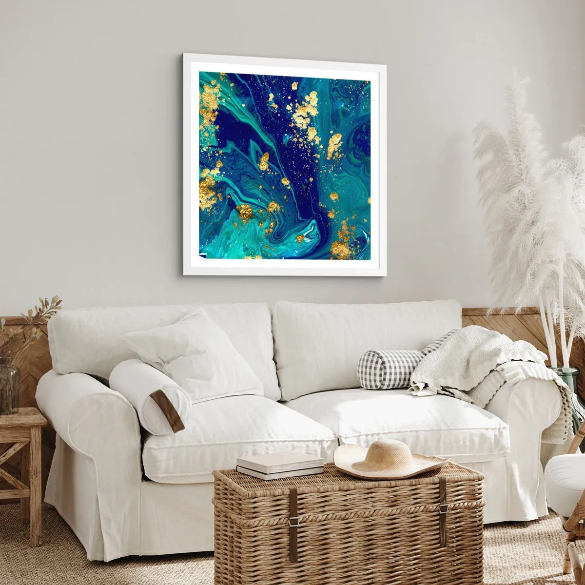 Poster în ramă albă - Petale de soare - 60x60 cm