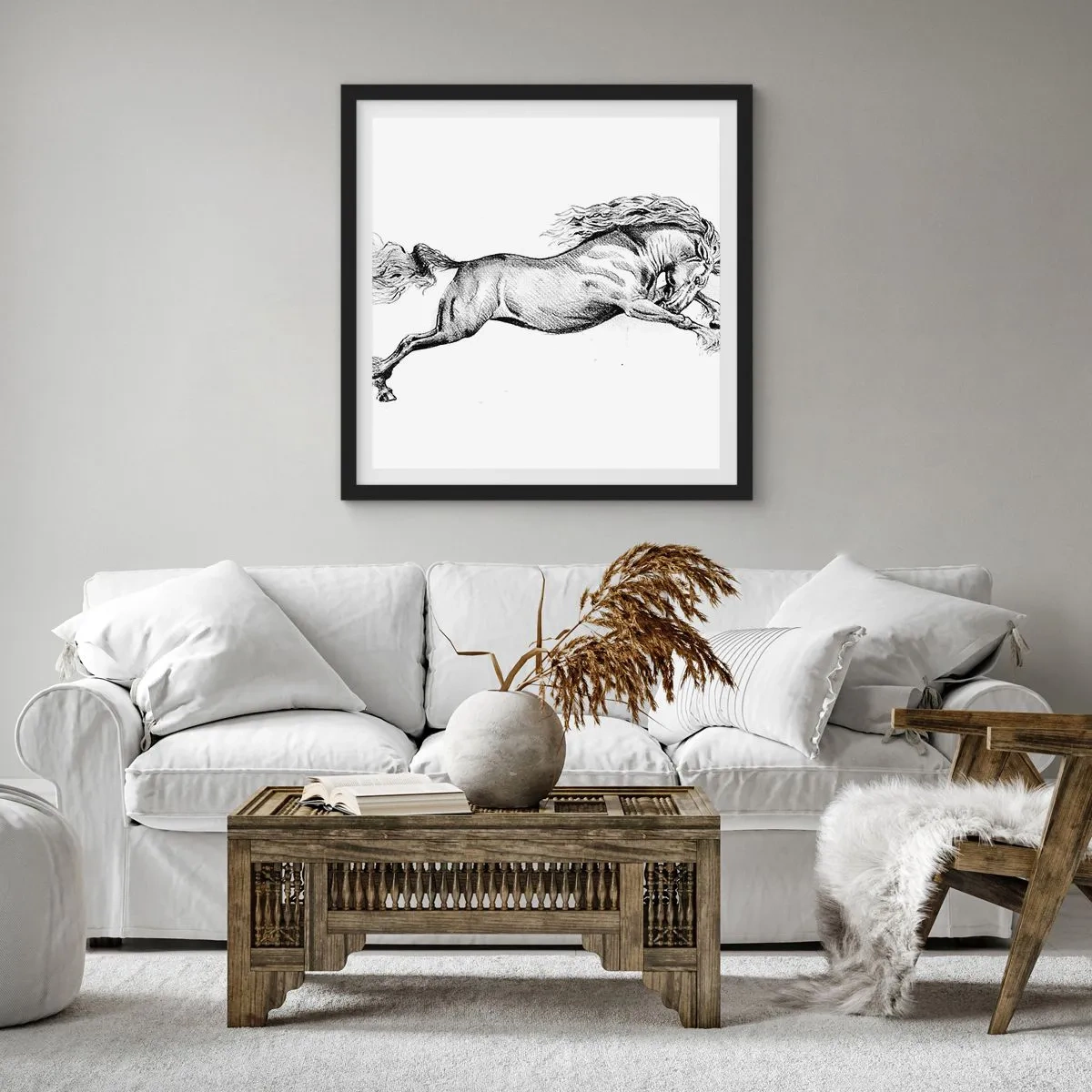 Poster în ramă neagră - Oprit din galop - 50x50 cm