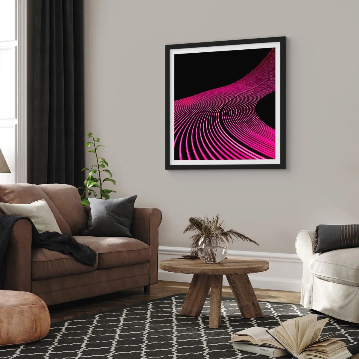 Poster în ramă neagră - Bulevardul de lumină - 40x40 cm