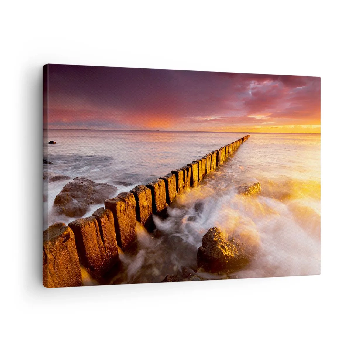 Tablou pe pânză Canvas - Un peisaj pitoresc lângă mare la apus - 70x50cm - Blândețea valurilor - Decorațiune modernă pentru perete pentru living și dormitor ARTTOR