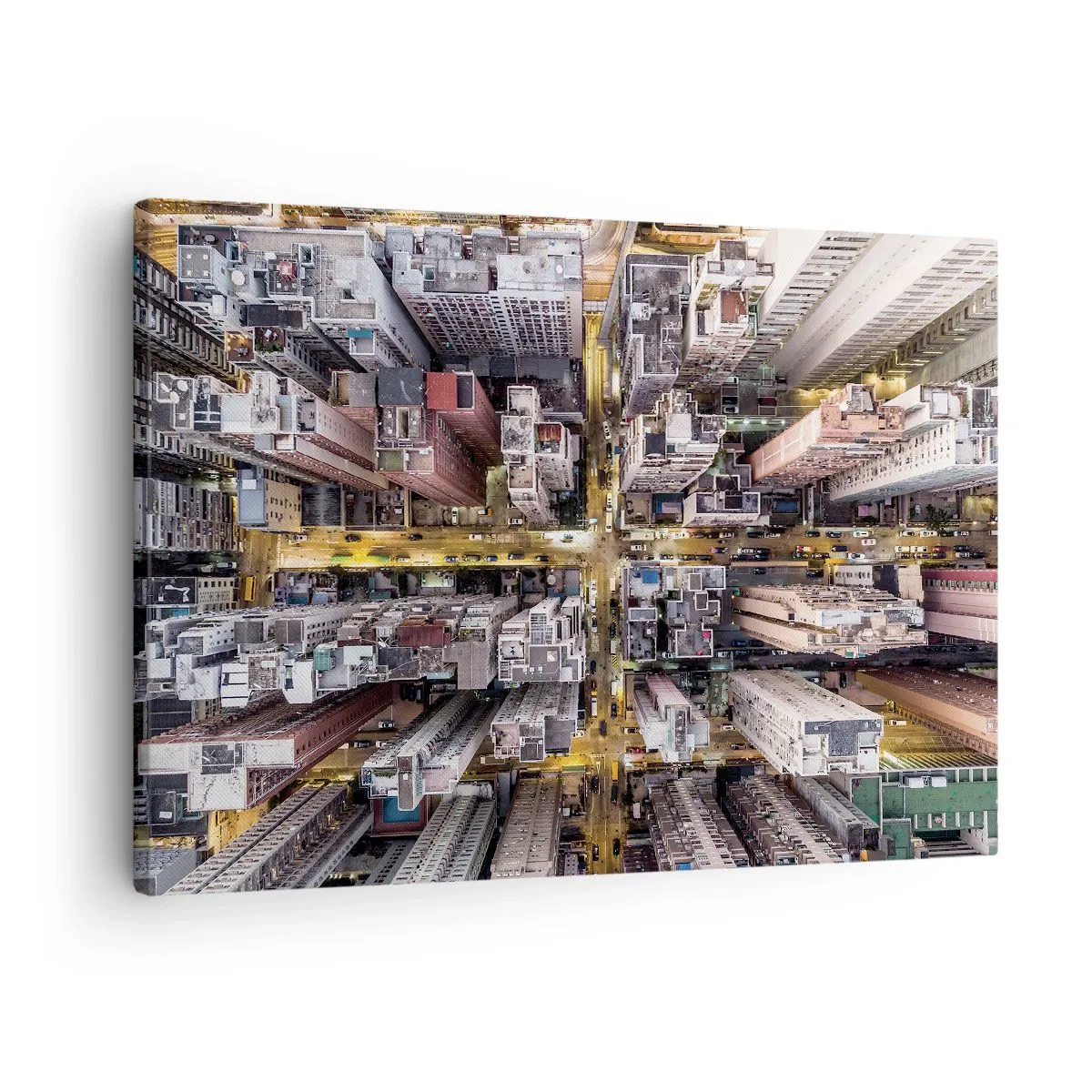Tablou pe pânză Canvas - O vedere de sus a unui oraș plin de zgârie-nori - 70x50cm - Salutări din Hongkong - Decorațiune modernă pentru perete pentru living și dormitor ARTTOR
