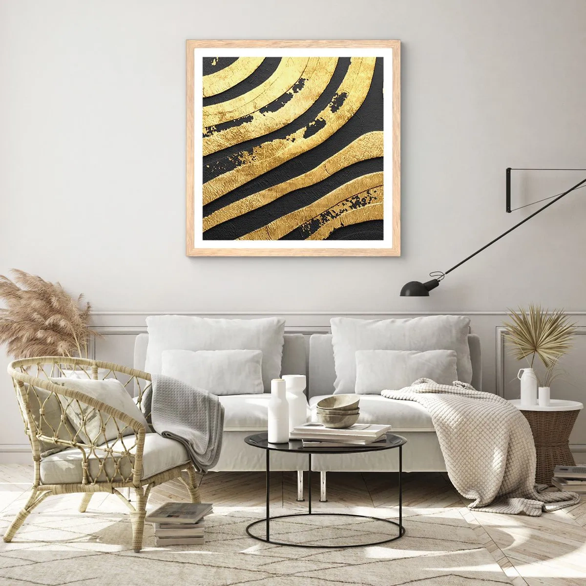 Poster în ramă de stejar deschis - Totul curge - 30x30 cm