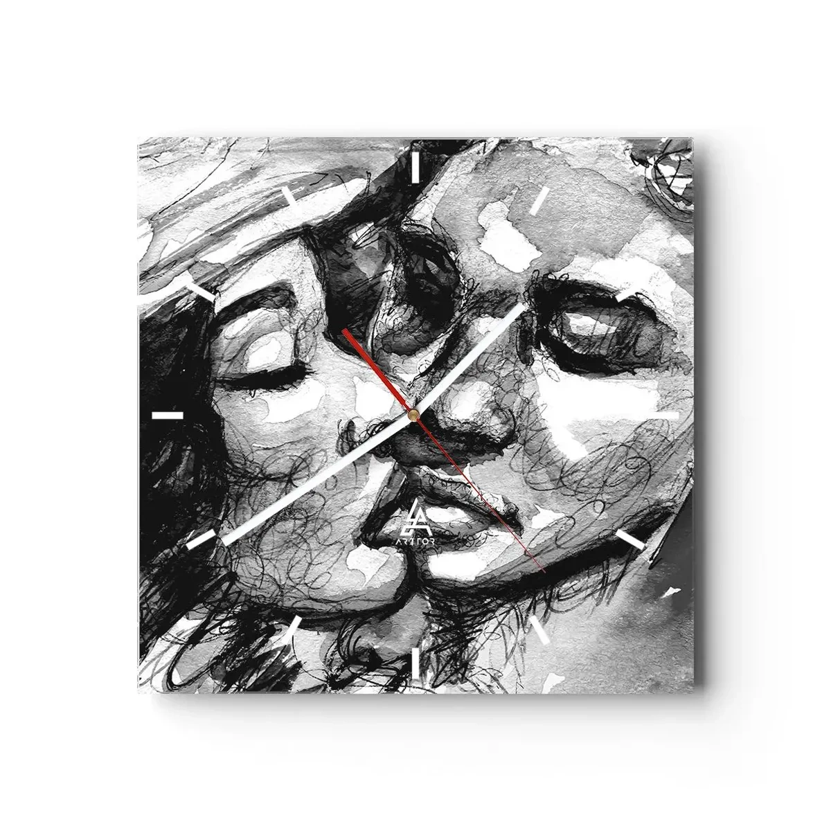 Ceas de perete - Ceas pe sticlă - Un moment de tandrețe - 40x40 cm