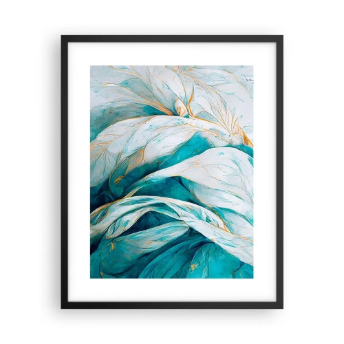 Poster în ramă neagră - Abstractul albastru cu motiv auriu - 40x50 cm