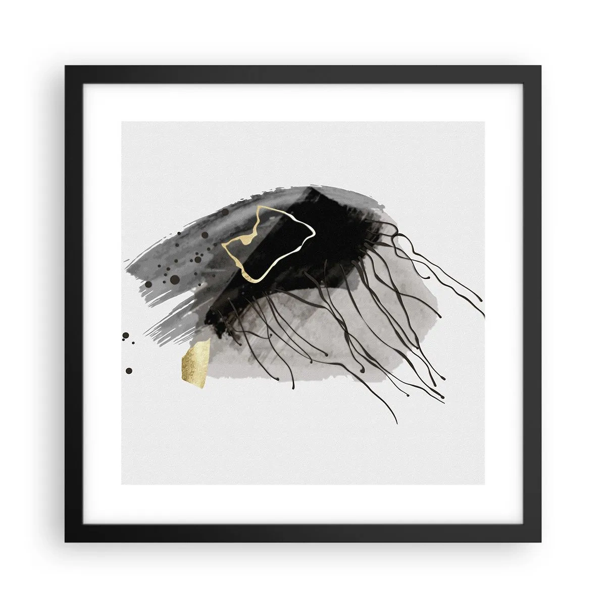 Poster în ramă neagră - Negru și aur - 40x40 cm