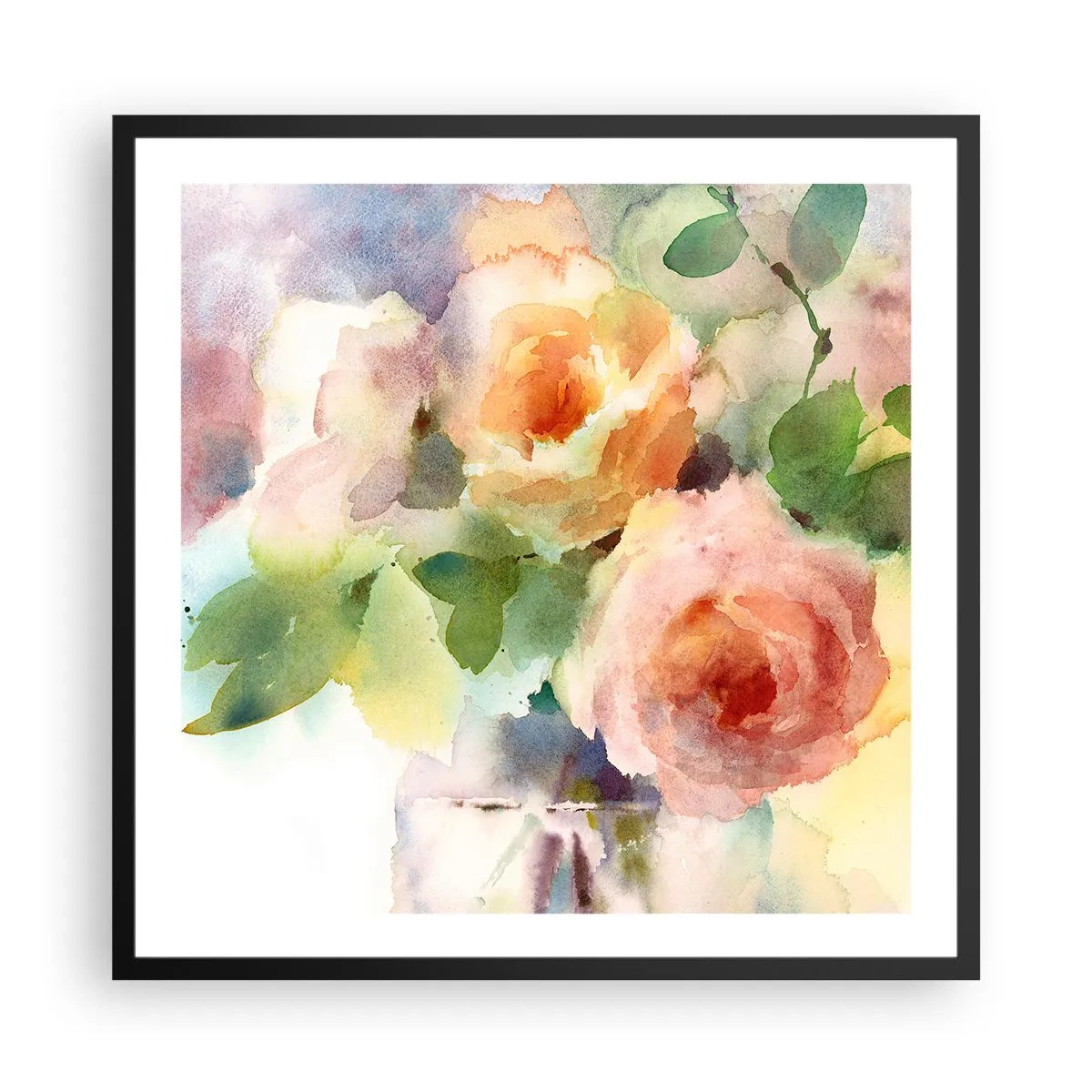 Poster în ramă neagră - Delicat ca o acuarelă - 60x60 cm