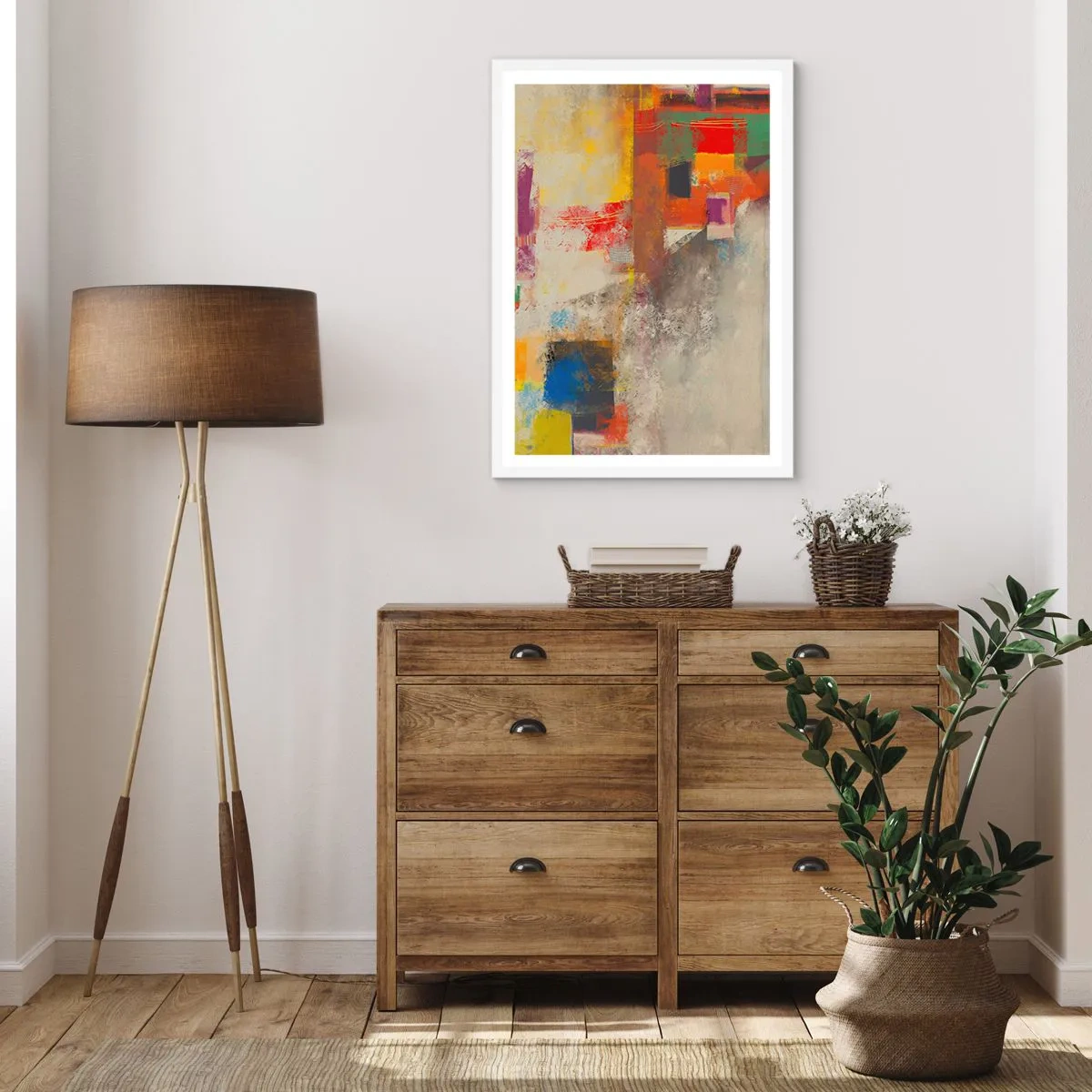 Poster în ramă albă - Geometria culorilor - 30x40 cm