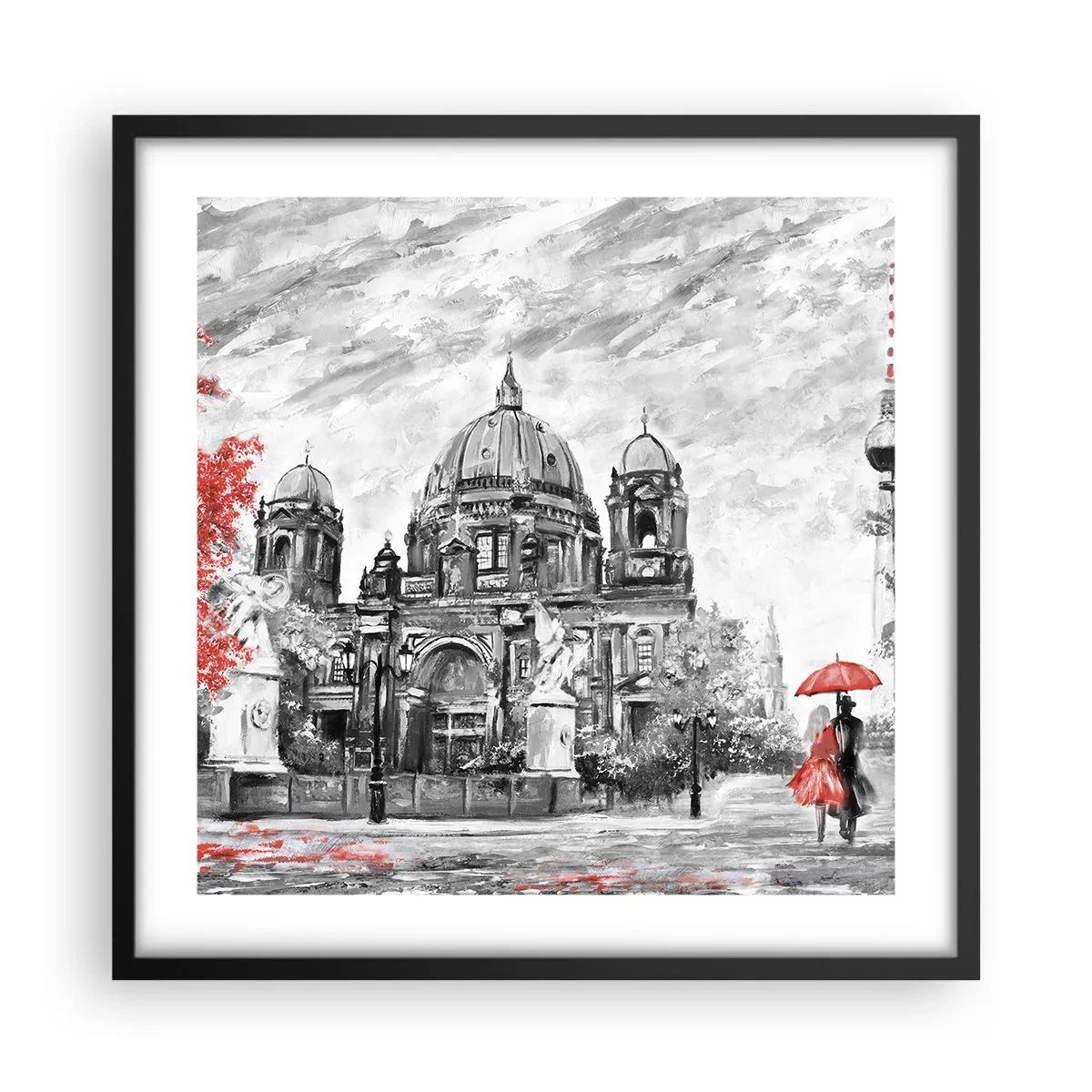 Poster în ramă neagră - Reuniune în Berlin - 50x50 cm