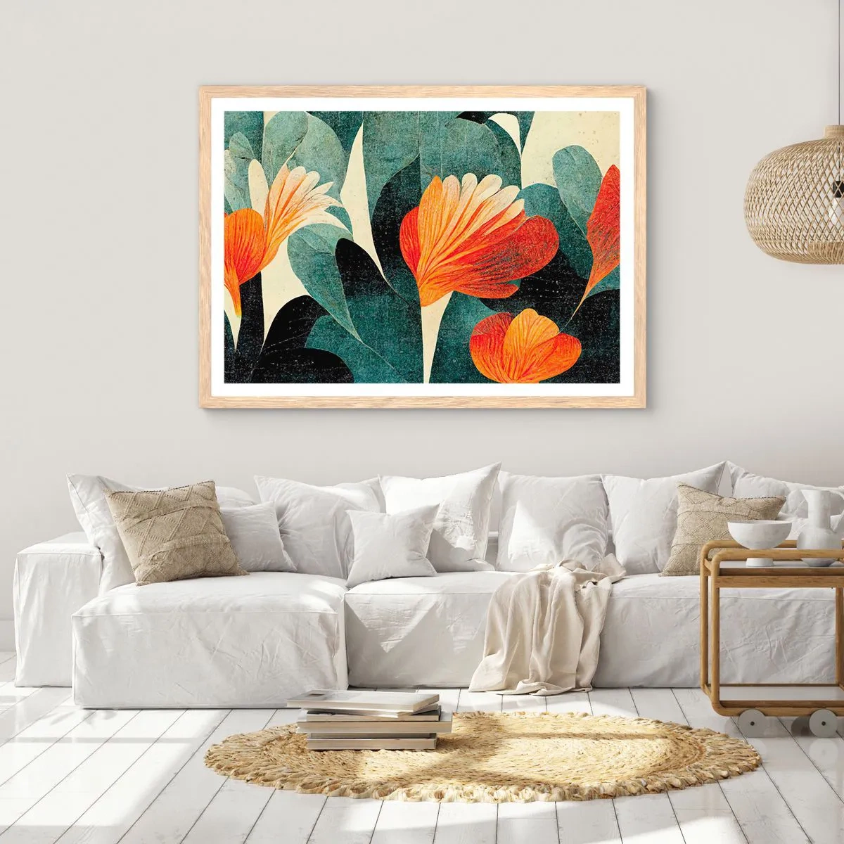 Poster în ramă de stejar deschis - Căldura de la tropice și răcoarea verdeței - 40x30 cm