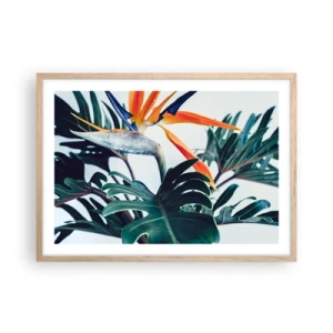 Poster în ramă de stejar deschis - Tufiș sau pasăre? - 70x50 cm