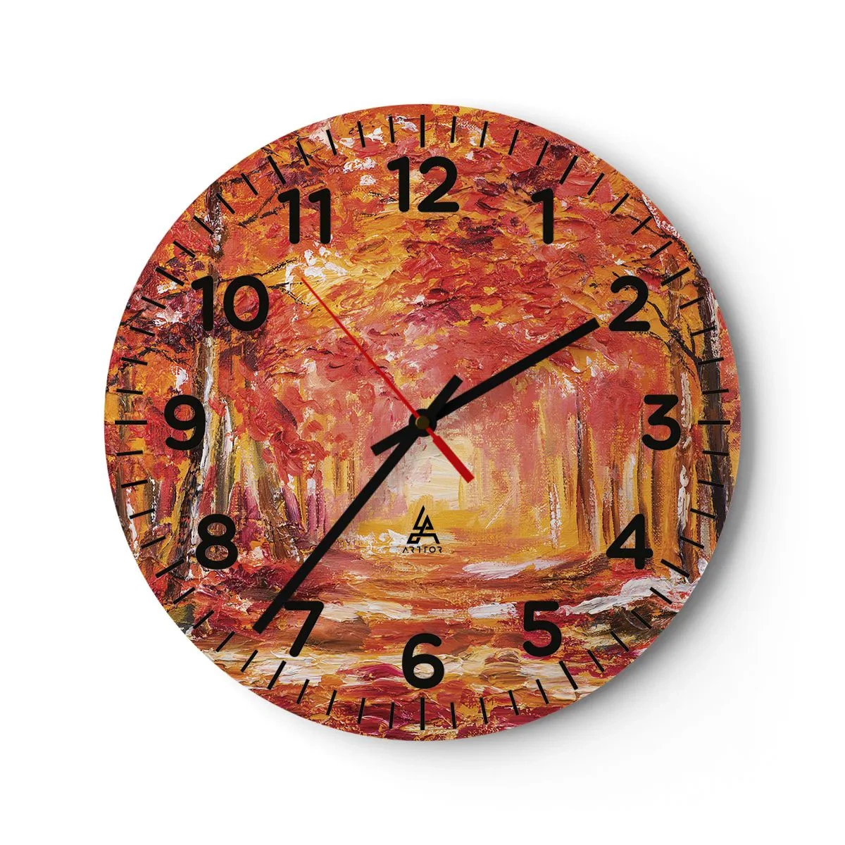 Ceas de perete - Ceas pe sticlă - Pădurea de cupru - 40x40 cm