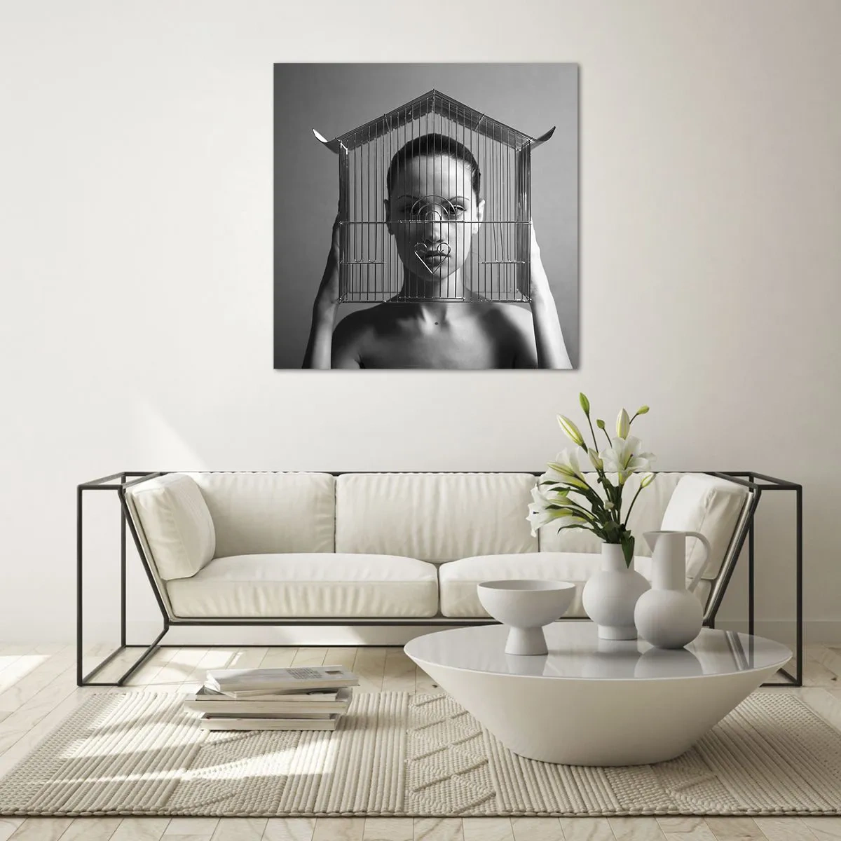 Tablou pe sticlă - Un portret oarecum suprarealist - 50x50 cm