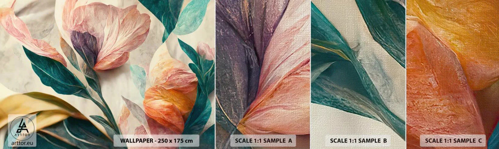 Mostră tapet Premium Canvas - Flori din insulele sudice - Flori, Epocă, Botanică - 100x30 cm