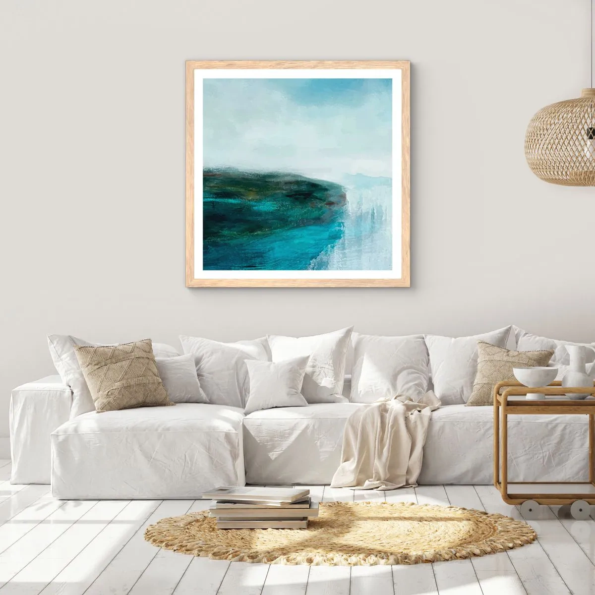 Poster în ramă de stejar deschis - Abstracție maritimă - 40x40 cm