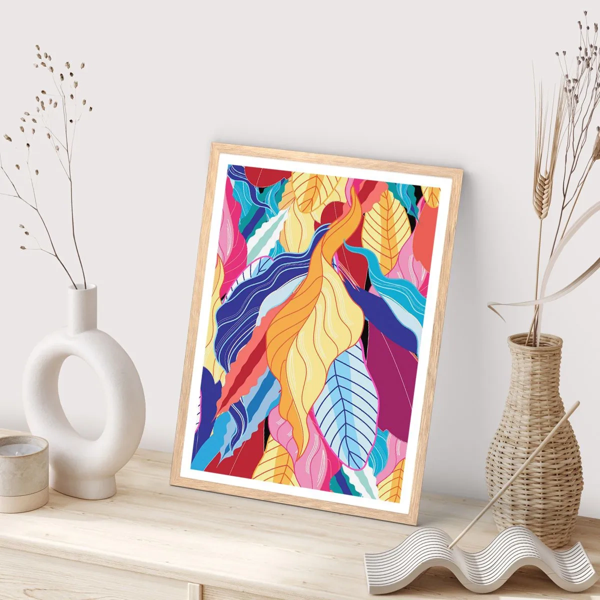 Poster în ramă de stejar deschis - O dezordine colorată - 61x91 cm