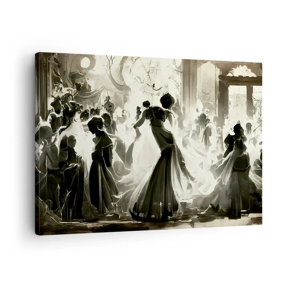 Tablou pe pânză Canvas - Minge în stil retro în alb și negru - 70x50cm - Marea mascaradă - Decorațiune modernă pentru perete pentru living și dormitor ARTTOR