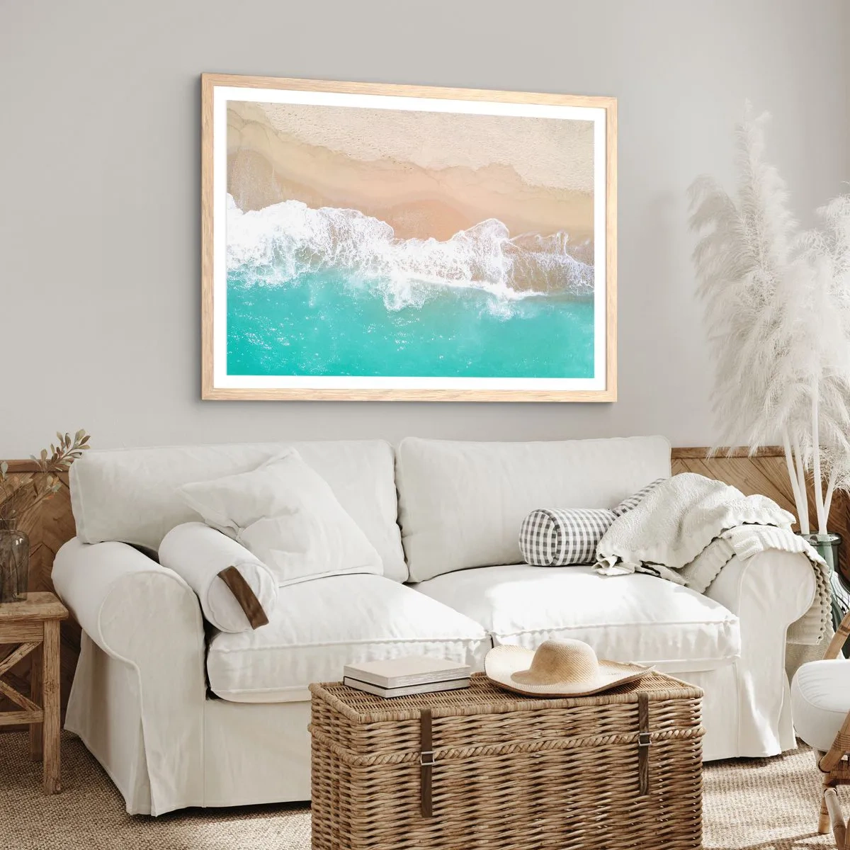 Poster în ramă de stejar deschis - Atingere mângâietoare - 40x30 cm