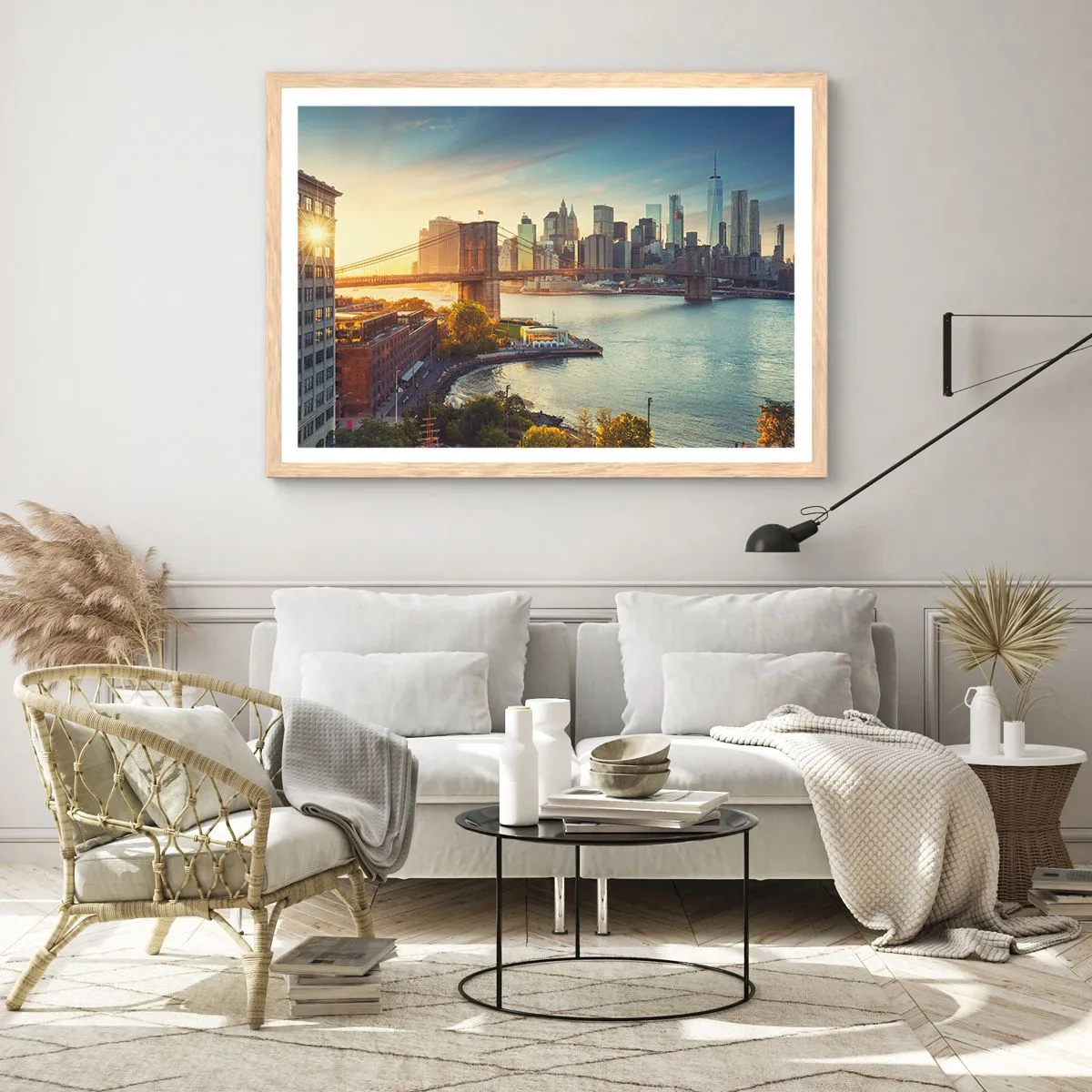Poster în ramă de stejar deschis - Zorii metropolitani - 40x30 cm