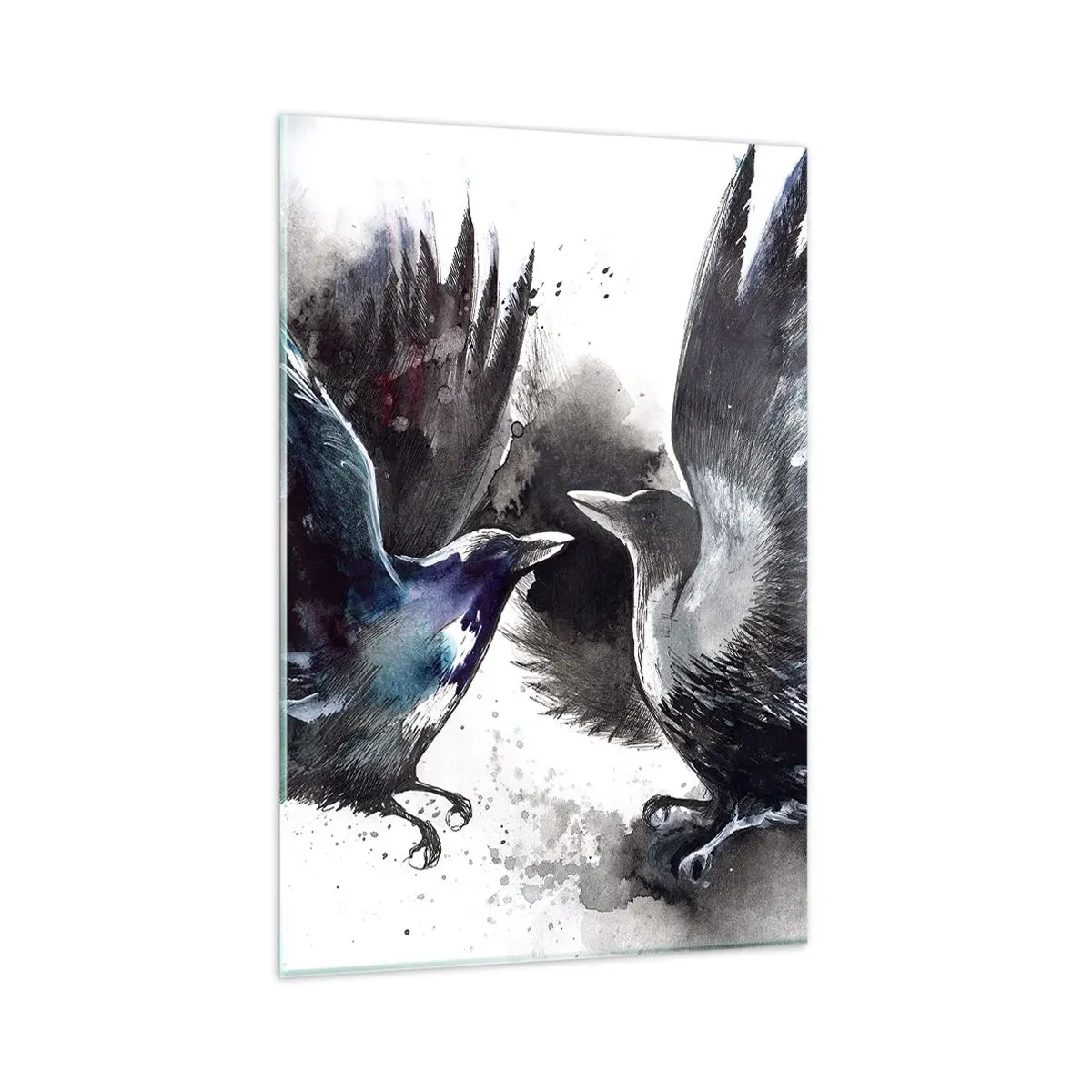 Tablou pe sticlă - Bătălia corbilor - 80x120 cm
