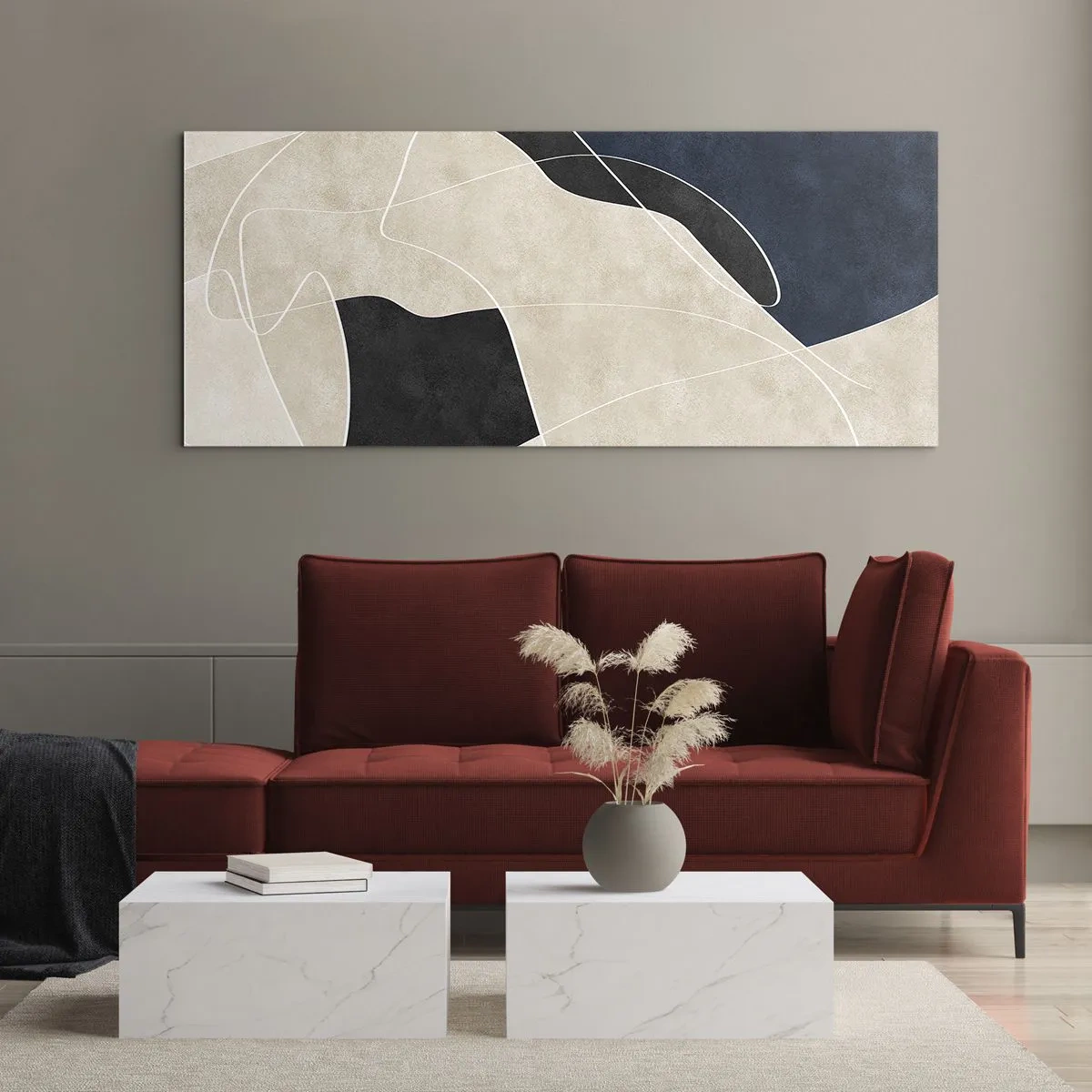Tablou pe sticlă - Compoziție abstractă - contrast de culori - 120x50 cm