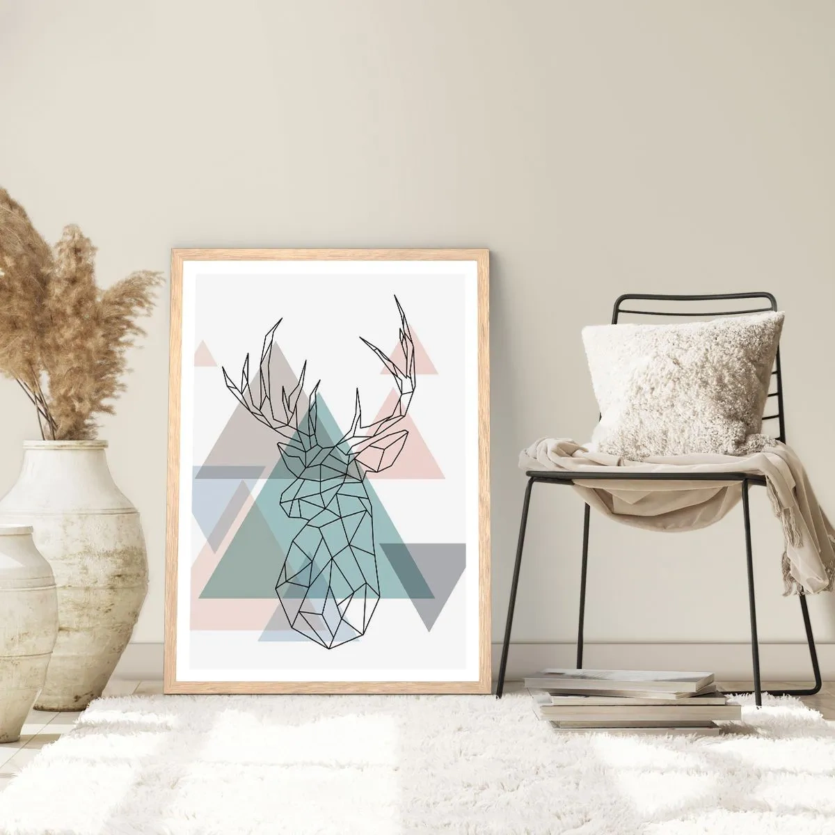 Poster în ramă de stejar deschis - Într-o pădure geometrică - 30x40 cm