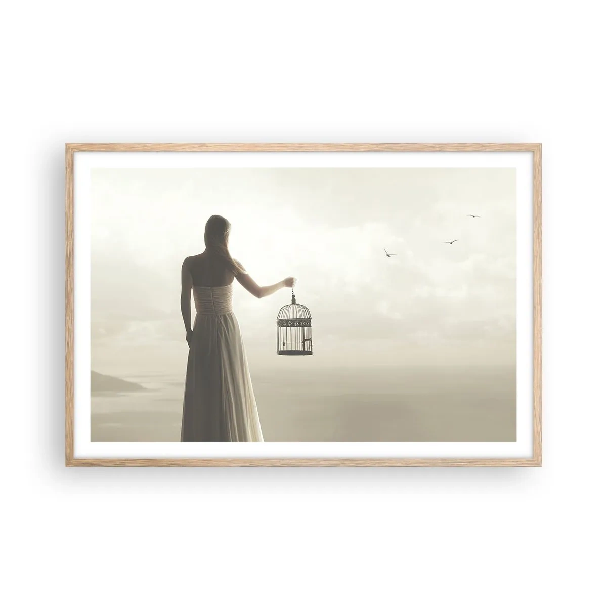 Poster în ramă de stejar deschis - Fii liberă - 91x61 cm