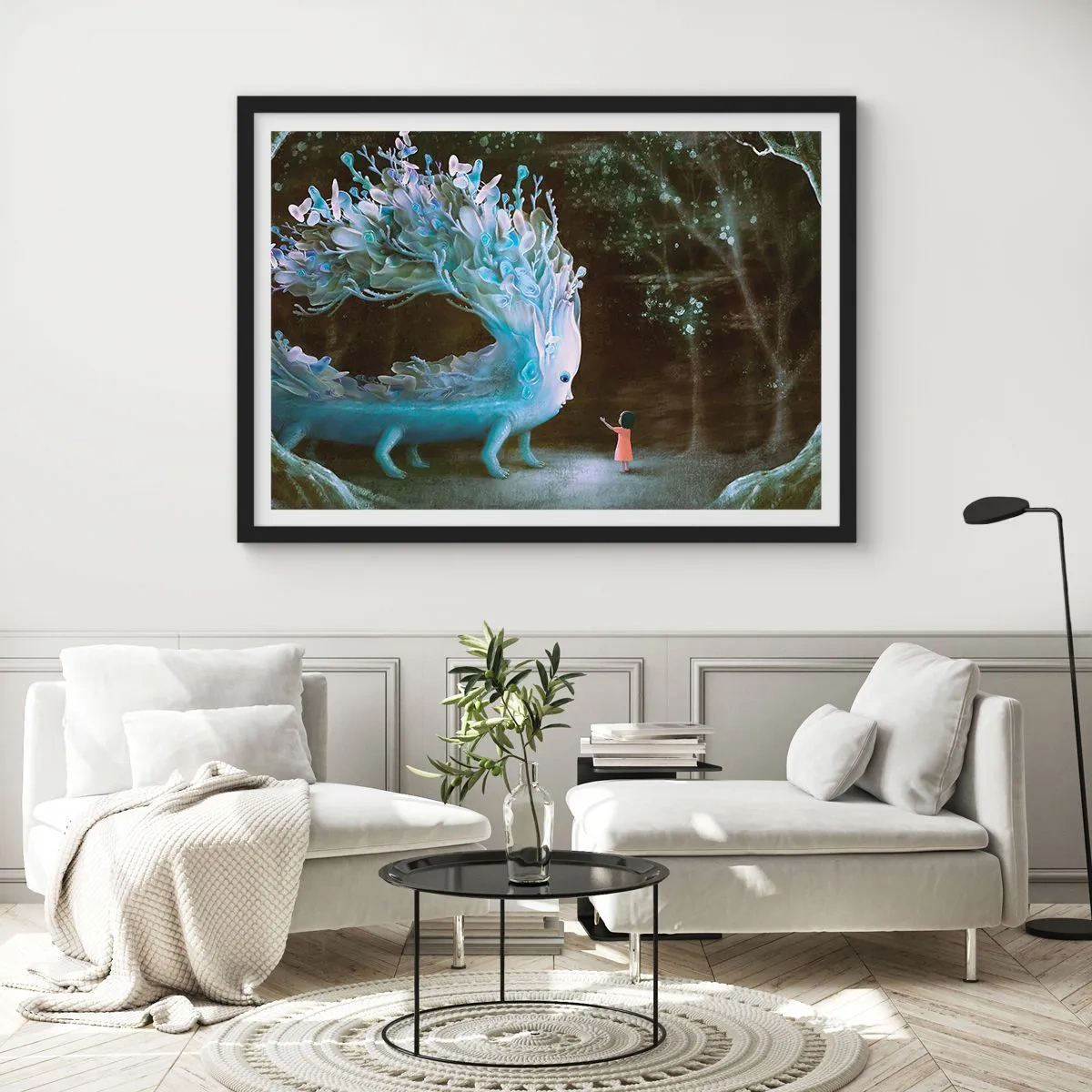 Poster în ramă neagră - Întâlnire fantastică - 40x30 cm