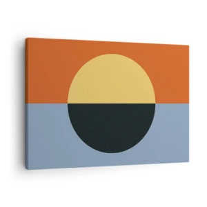 Tablou pe pânză Canvas - Abstracție geometrică cu culori contrastante - 70x50cm - O compoziție de căldură și răcoare - Decorațiune modernă pentru perete pentru living și dormitor ARTTOR