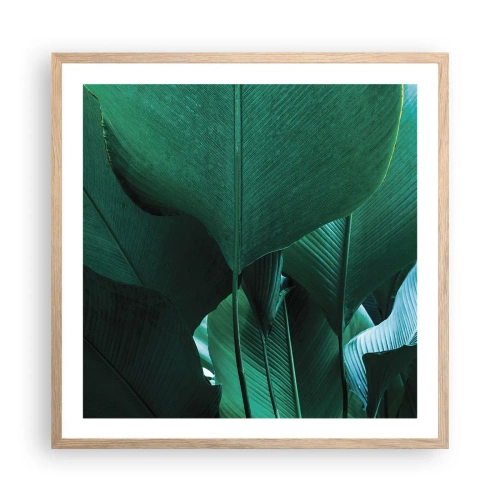 Poster în ramă de stejar deschis - Cu frunza la lumină - 60x60 cm