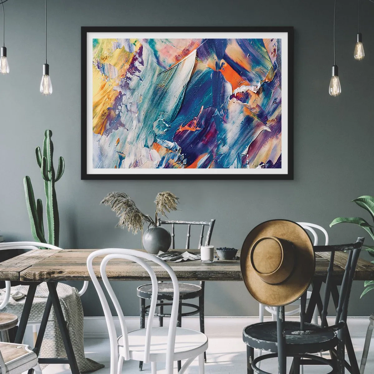 Poster în ramă neagră - Confuzie de culori - 50x40 cm