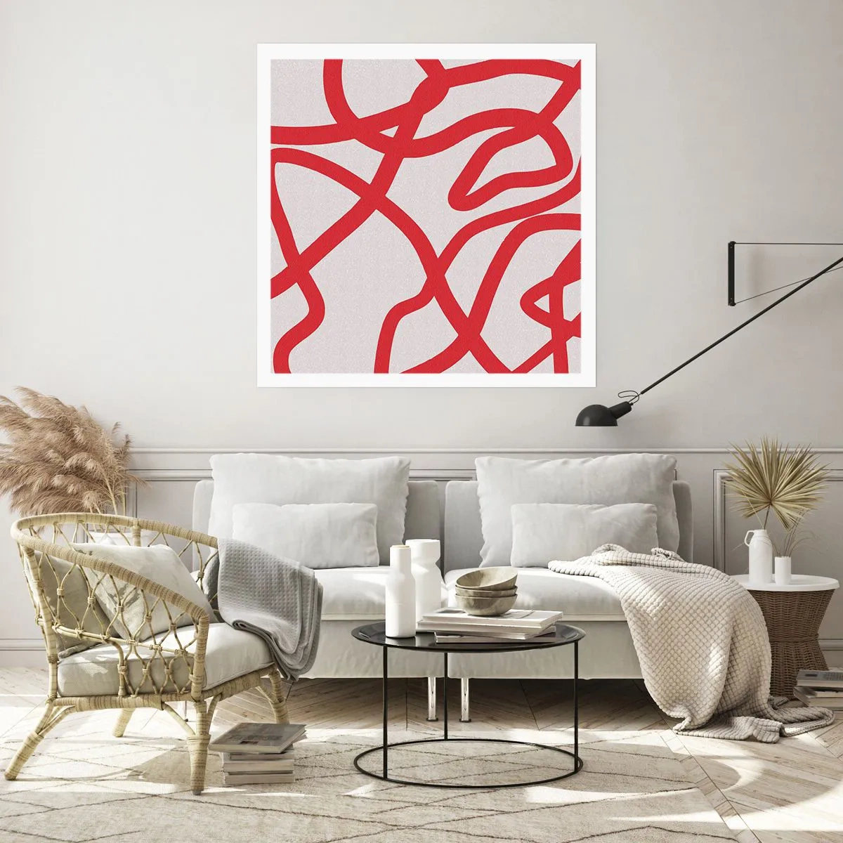 Poster - Roșu pe alb - 30x30 cm