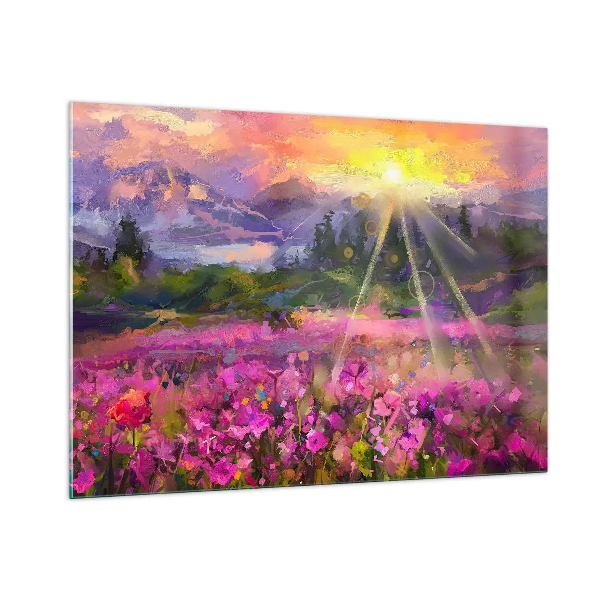 Tablou pe sticlă - Într-o vale sub protecția soarelui - 100x70 cm