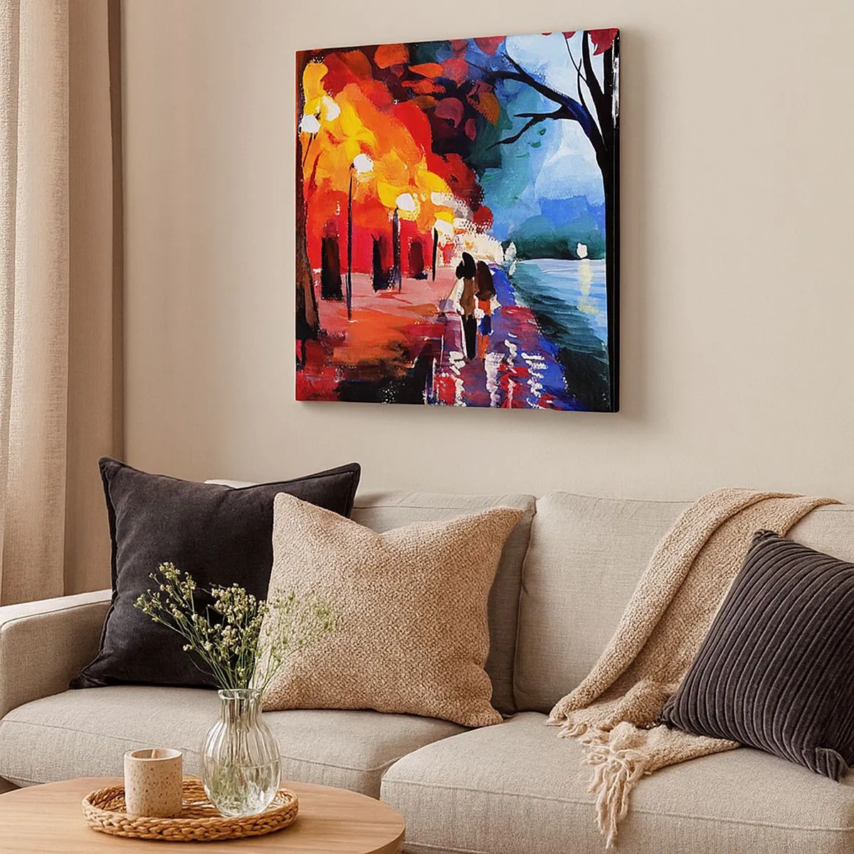 Tablou pe pânză - Toamnă înflăcărată în parc - 30x30 cm