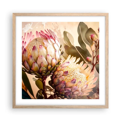 Poster în ramă de stejar deschis - Îmbrățișare cu tandrețe - 50x50 cm