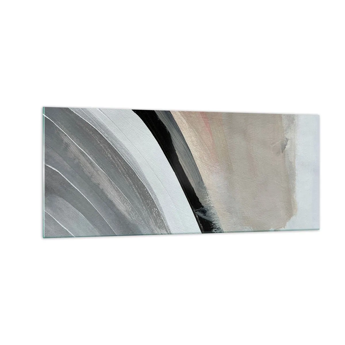 Tablou pe sticlă - Compoziție: arc de negru și gri - 100x40 cm