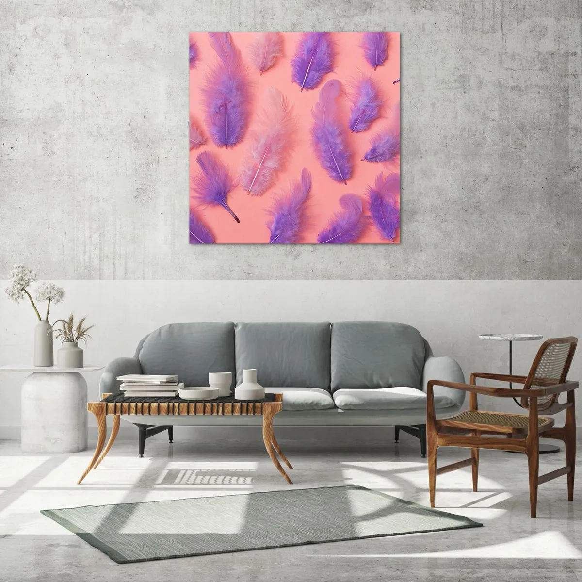 Tablou pe sticlă - Pasăre liliac de dorință - 60x60 cm