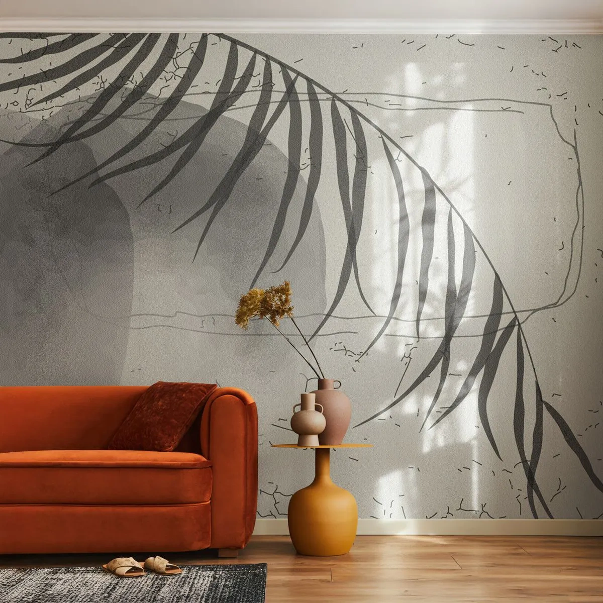 Tapet Premium Canvas - Exotismul subtil al naturii - Minimalism, Botanic, Frunze - 450x315 cm