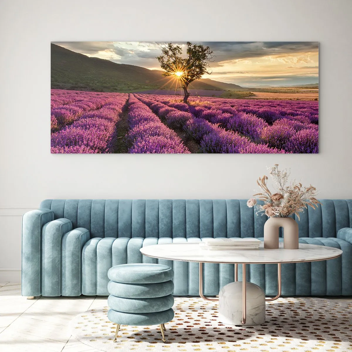 Tablou pe sticlă - Aroma în liliac - 120x50 cm