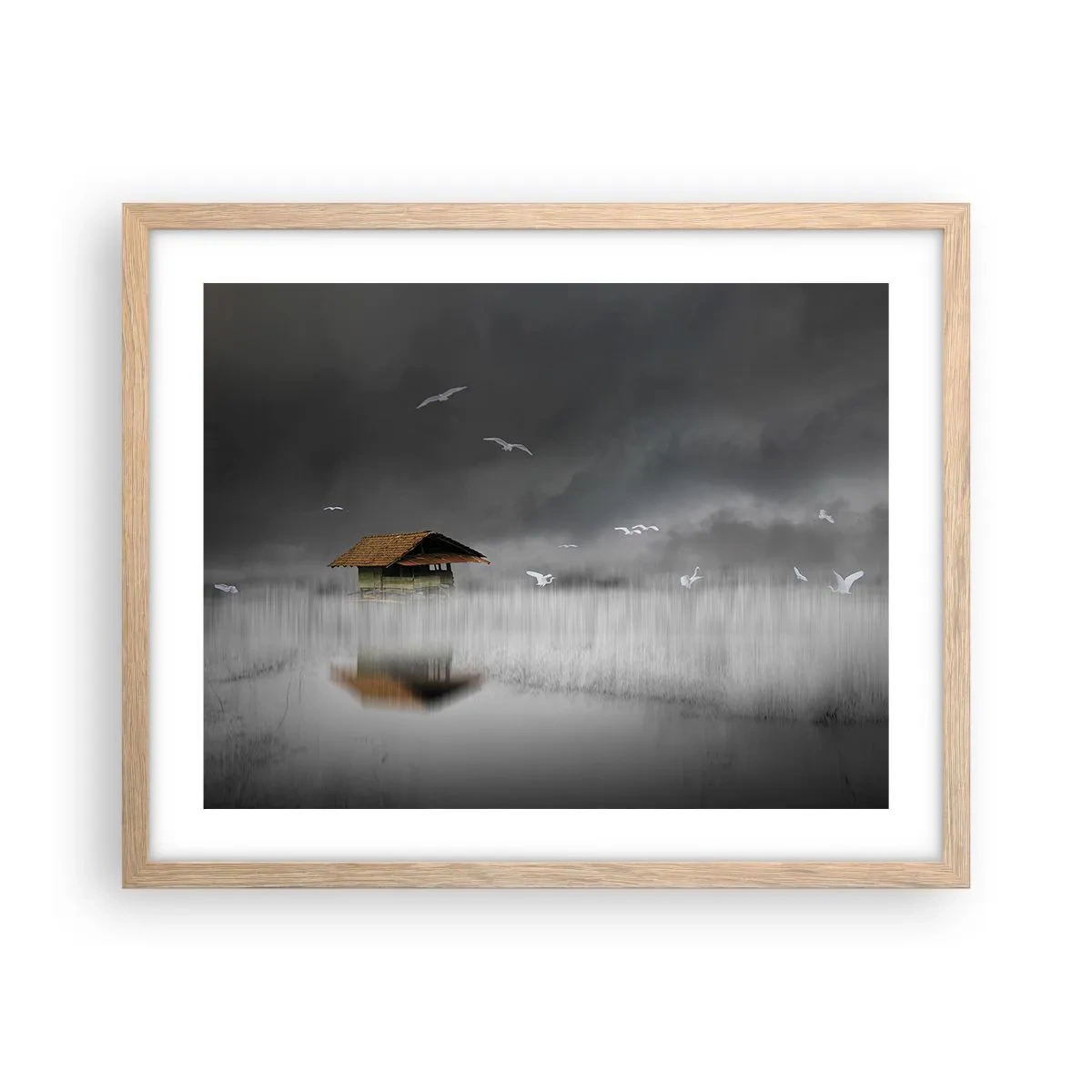 Poster în ramă de stejar deschis - Adăpost de ploaie - 50x40 cm