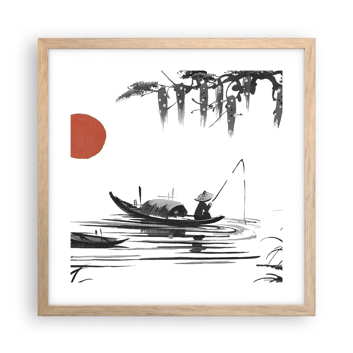 Poster în ramă de stejar deschis - O după-amiază asiatică - 40x40 cm