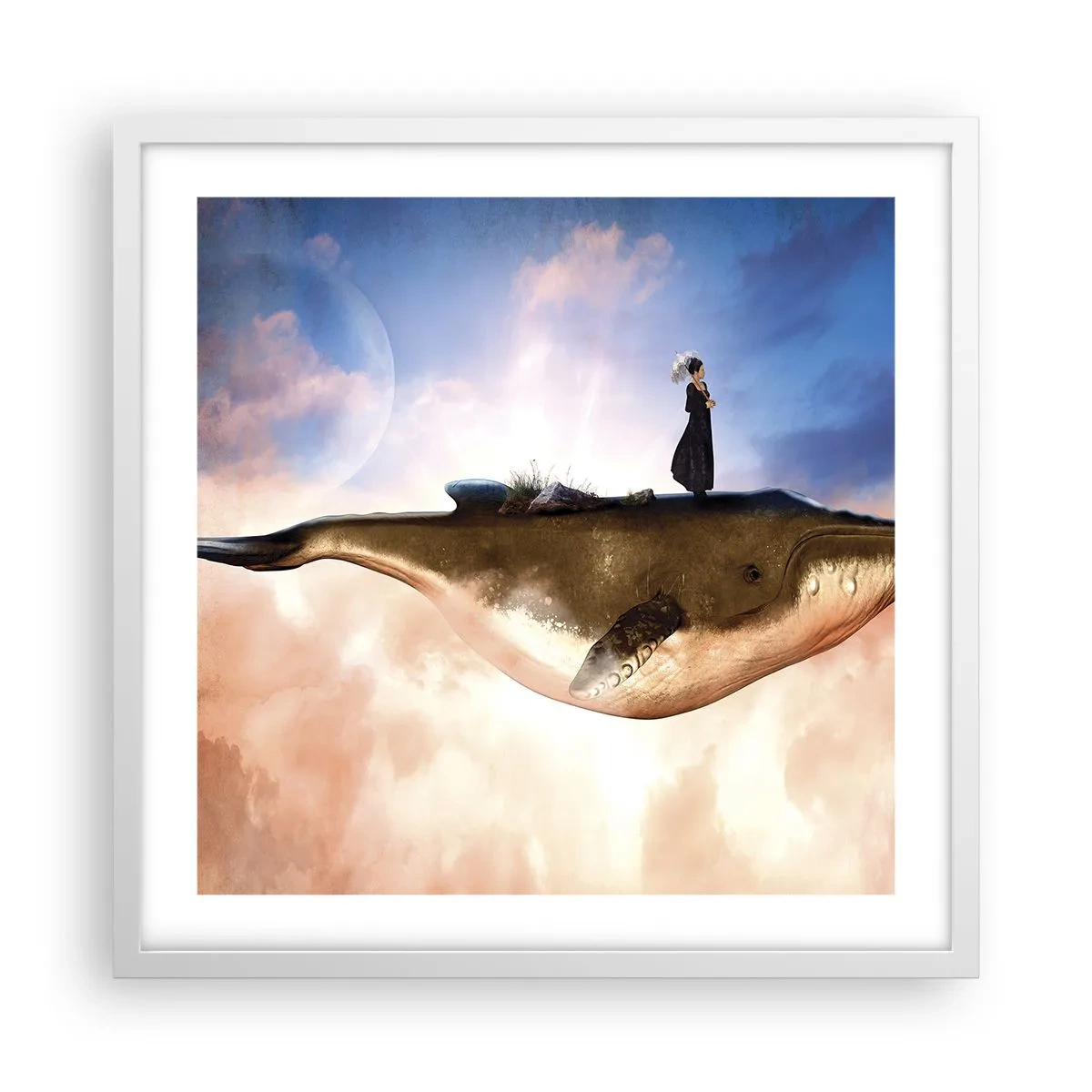 Poster în ramă albă - O călătorie suprarealistă - 50x50 cm
