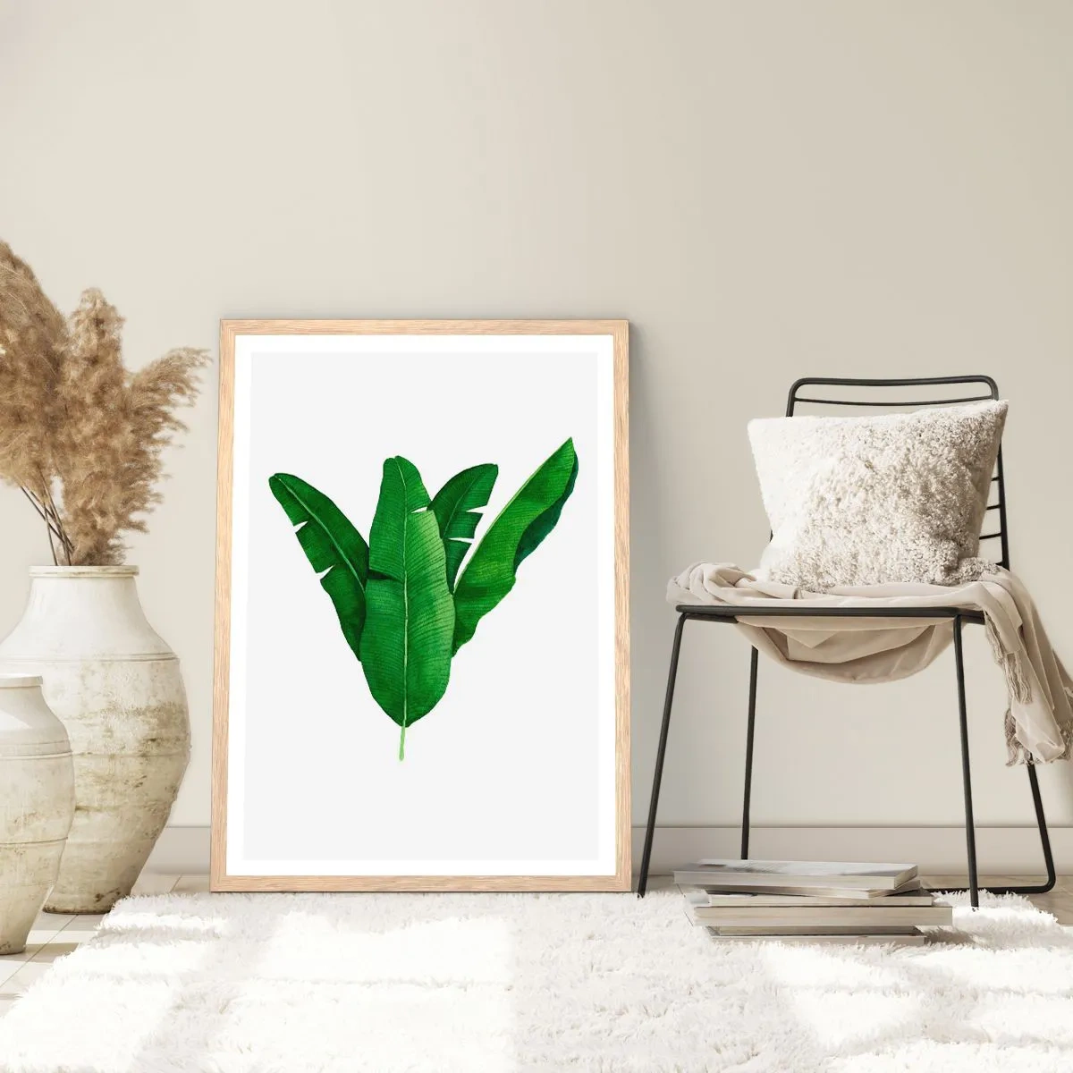 Poster în ramă de stejar deschis - Simetrie verde - 30x40 cm