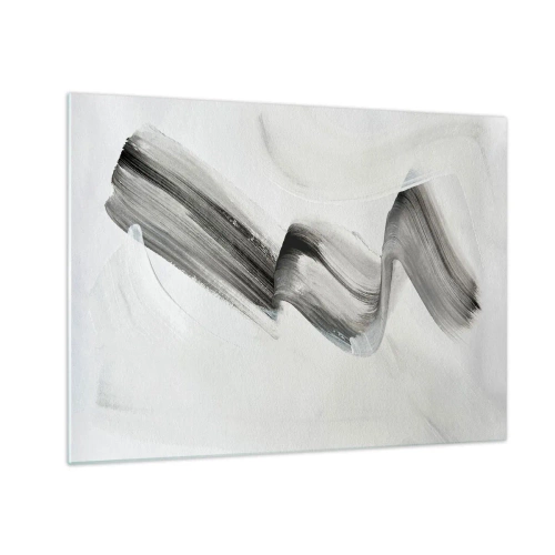 Tablou pe sticlă - Tușă de pensulă abstractă gri pe un fundal deschis - 70x50cm - Doar pentru distracție - Decorațiune modernă pentru perete pentru living și dormitor ARTTOR