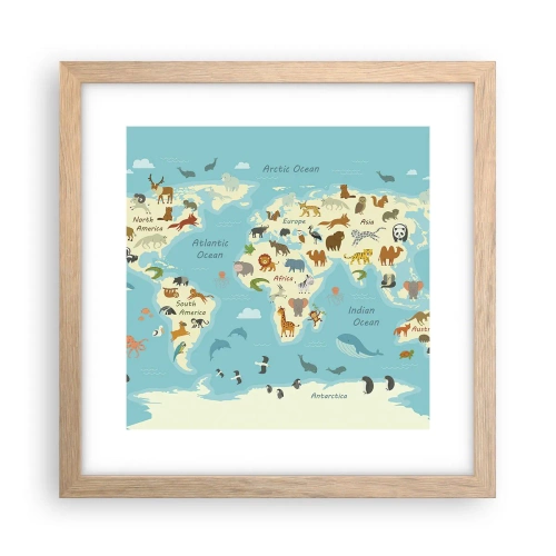 Poster în ramă de stejar deschis - Vecini buni - 30x30 cm