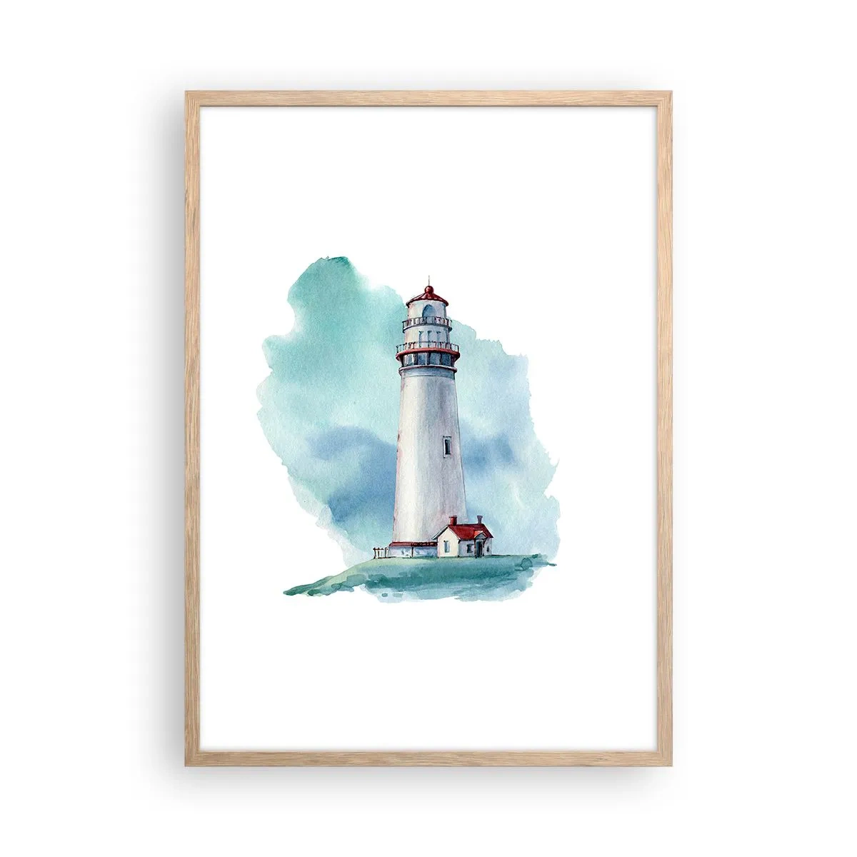 Poster în ramă de stejar deschis - Sora blândă a albastrului - 50x70 cm