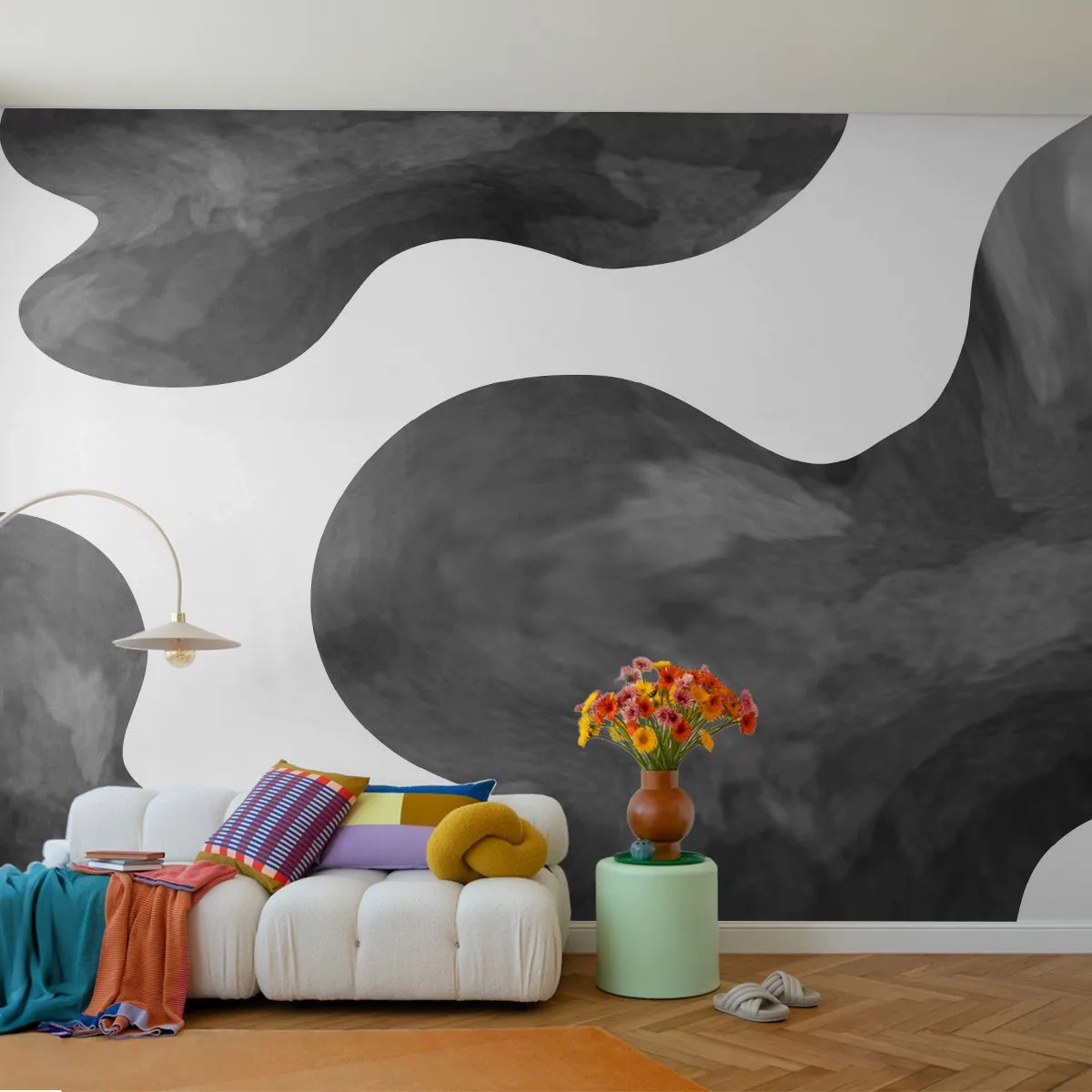 Tapet Premium Canvas - Calea Lactee - Abstracția, Bucată, alb-negru - 500x350 cm